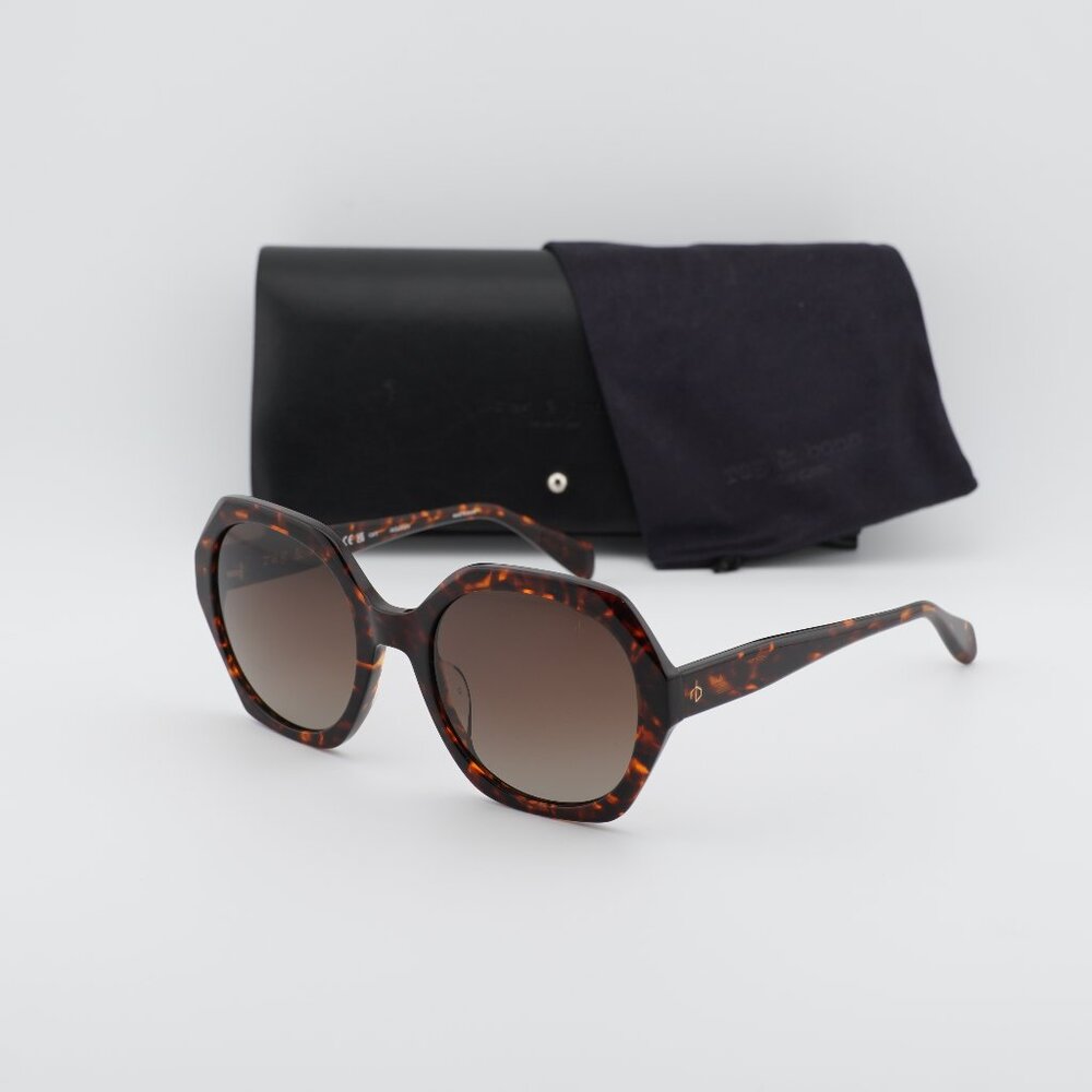 Rag & Bone RNB1078/S 0086 HA Geometric Sunglasses - Havana/Brown